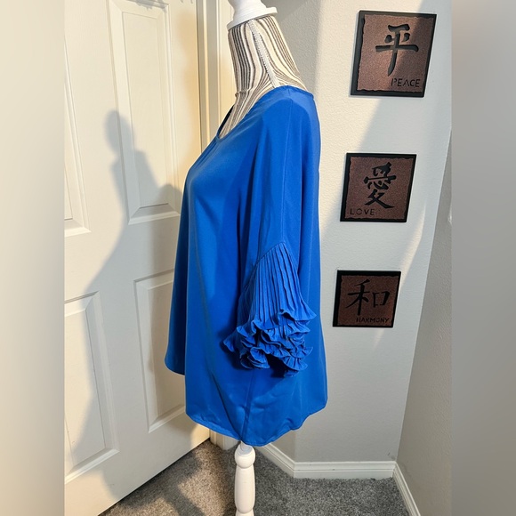 K Jordan Royal blue Plus size English ruffle blouse size 1x - Picture 4 of 9